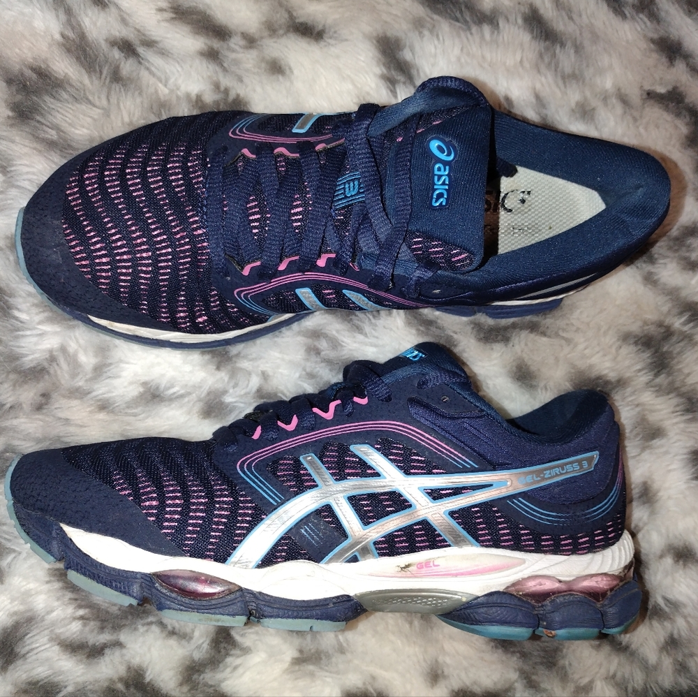 Navy, Pink, Blue, Silver & White Gel-Ziruss 3 Asics size 7.5 EUC